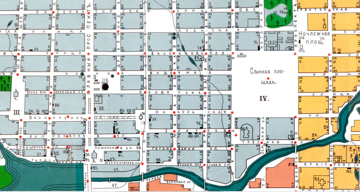 Сенная площадь на карте 1910 года