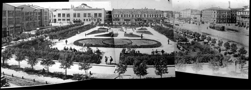 Панорама сквера на площади 1905 года в 1932 году