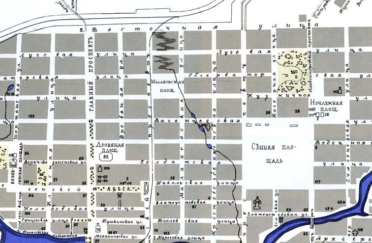 Малаховская площадь на карте 1888 года